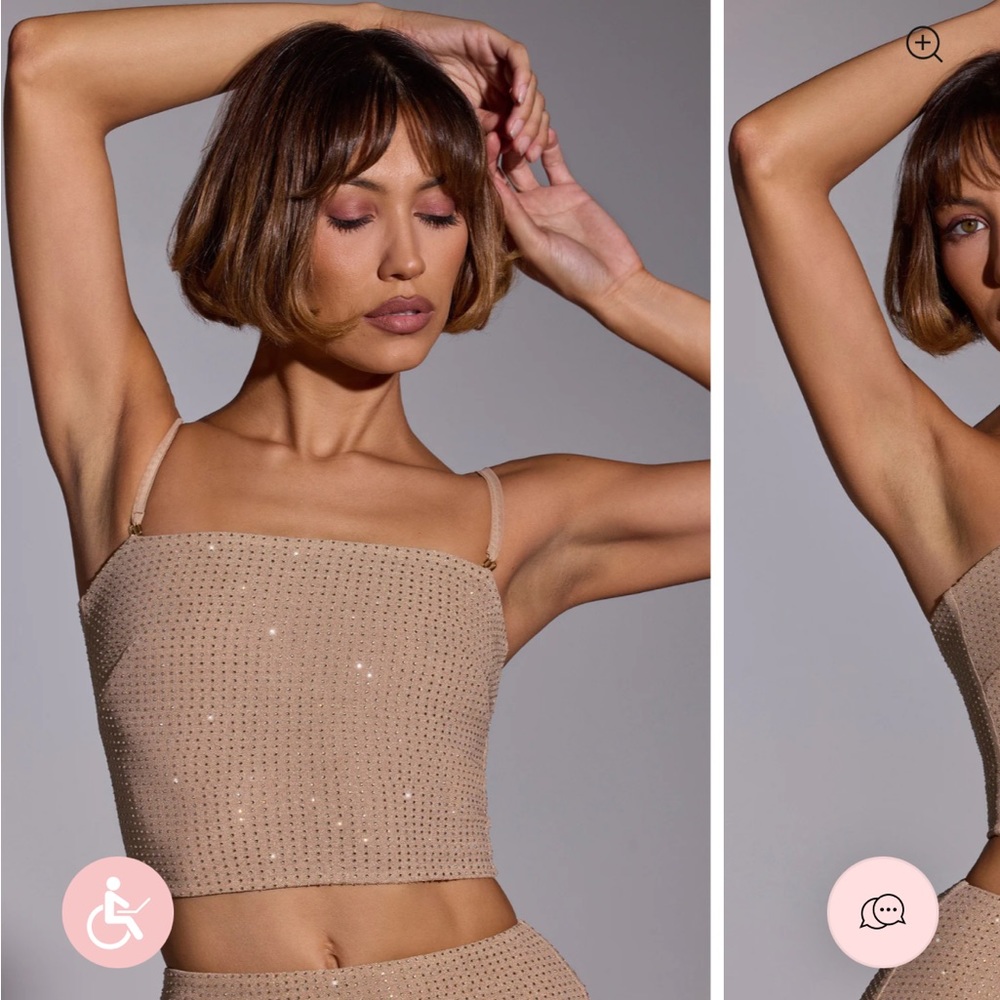 Oh Polly embellished strapless crop top